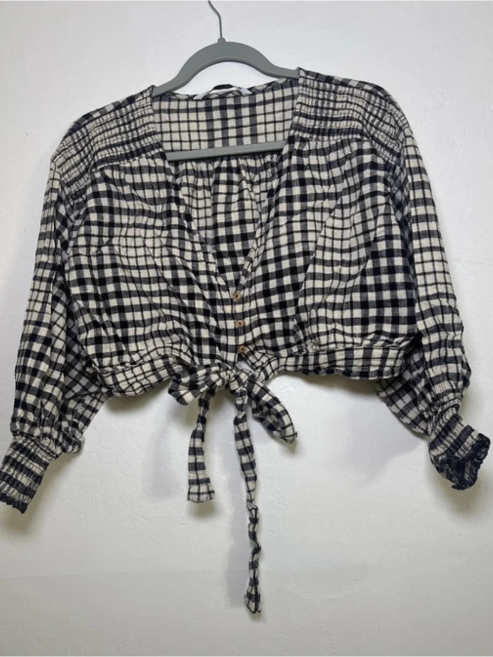 Zara Long Puff Sleeves And Smocked Shoulder Size XL